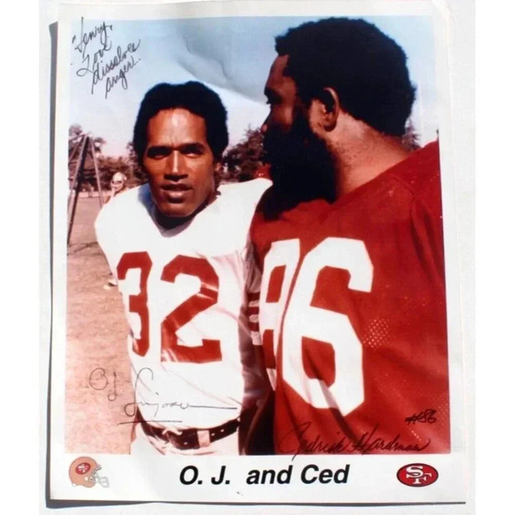 Vtg O.J. Simpson and Cedric Hardman 8"x10" Photograph Autographed PHOTO 49ers - Picture 1 of 1